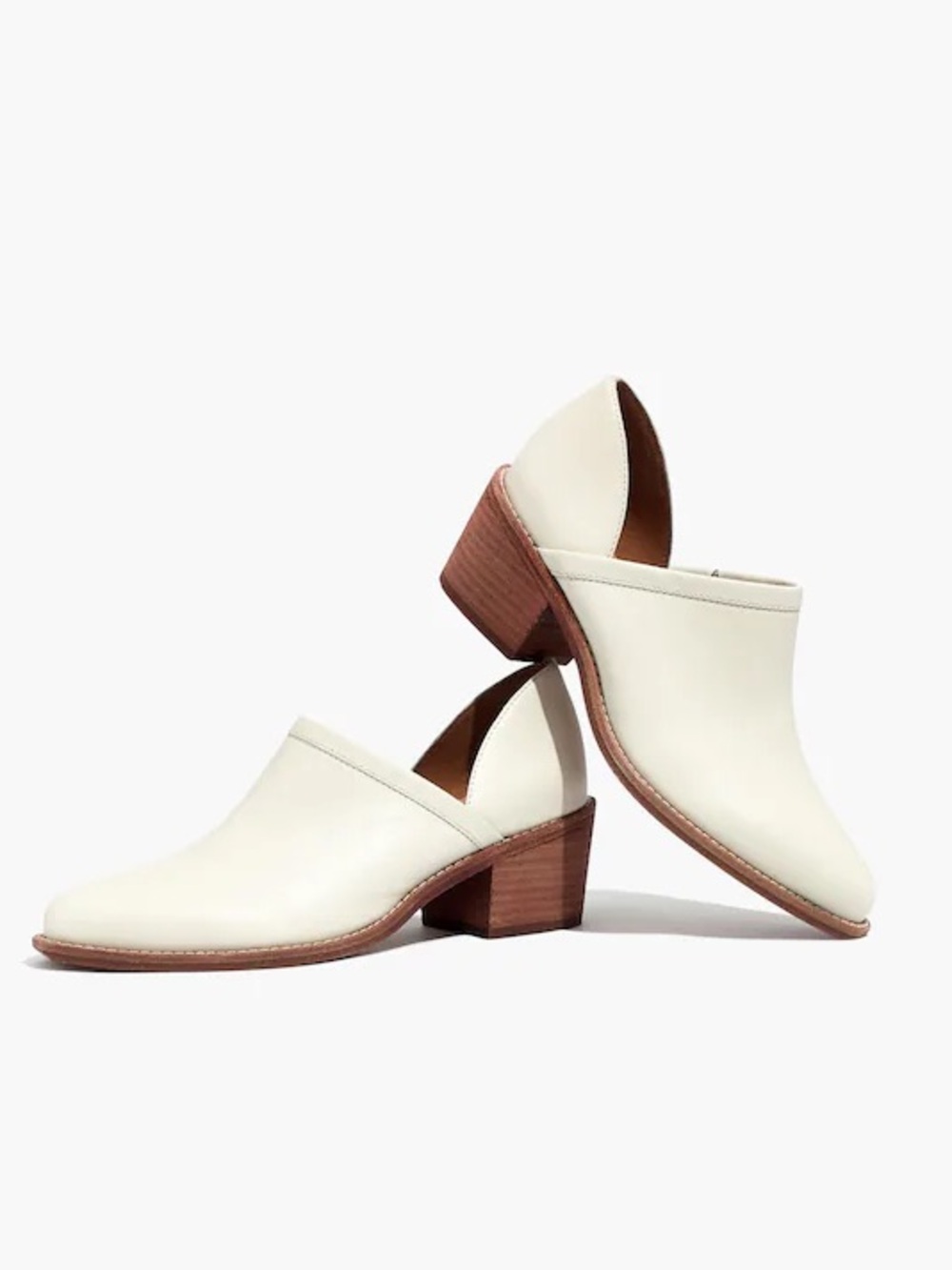 Madewell The Brady Low Cut Cream Leather Pointed Ankle Booties- 8.5